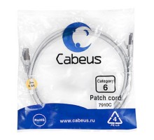 Cabeus PC-FTP-RJ45-Cat.6-2m-LSZH Патч-корд F/UTP, категория 6, 2xRJ45/8p8c, экранированный, серый, LSZH, 2м