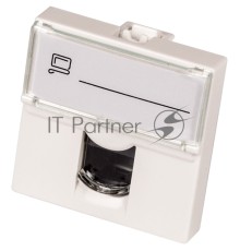 Вставка Mosaic 45x45, RJ-45 UTP, кат.5e, со шторкой и увеличенным окном маркировки, белая