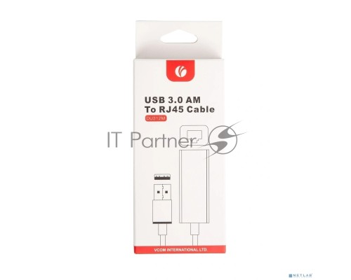 Кабель-переходник USB 3.0 (Am) --> LAN RJ-45 Ethernet 1000 Mbps, Aluminum Shell, VCOM <DU312M>