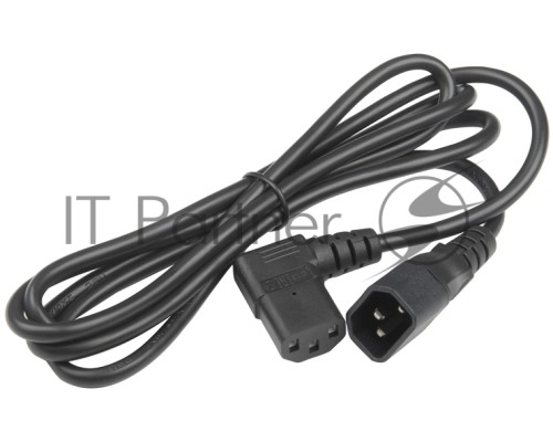 Кабель питания Hyperline PWC-IEC13A-IEC14-1.8-BK  монитор-компьютер IEC 320 C13 (угловая) - IEC 320 C14 (3x0.75), 10A, прямая вилка, 1.8м, цвет черный
