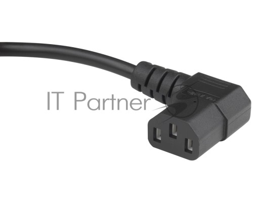 Кабель питания Hyperline PWC-IEC13A-IEC14-1.8-BK  монитор-компьютер IEC 320 C13 (угловая) - IEC 320 C14 (3x0.75), 10A, прямая вилка, 1.8м, цвет черный