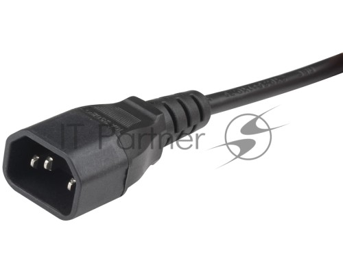 Кабель питания Hyperline PWC-IEC13A-IEC14-1.8-BK  монитор-компьютер IEC 320 C13 (угловая) - IEC 320 C14 (3x0.75), 10A, прямая вилка, 1.8м, цвет черный