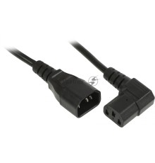 Кабель питания Hyperline PWC-IEC13A-IEC14-3.0-BK монитор-компьютер IEC 320 C13 (угловая) - IEC 320 C14 (3x1.0), 10A, прямая вилка, 3м, цвет черный