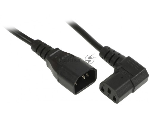 Кабель питания Hyperline PWC-IEC13A-IEC14-3.0-BK монитор-компьютер IEC 320 C13 (угловая) - IEC 320 C14 (3x1.0), 10A, прямая вилка, 3м, цвет черный