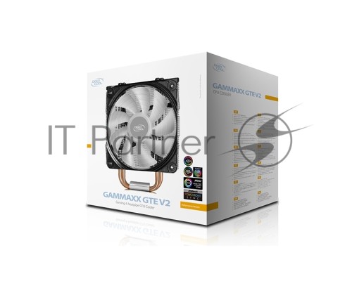 Кулер DEEPCOOL GAMMAXX GTE V2 LGA2066/2011/V3/1366/1155/51/50/FM2/+/FM1/AM3/+/AM2/+/AM4 (12шт/кор, TDP 150Вт, PWM, RGB Lighting, 4 тепл. трубки прямого контакта ) RET