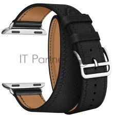Кожаный ремешок Lyambda Meridiana в два оборота для Apple Watch 38/40 mm LWA-01-40-BK Black