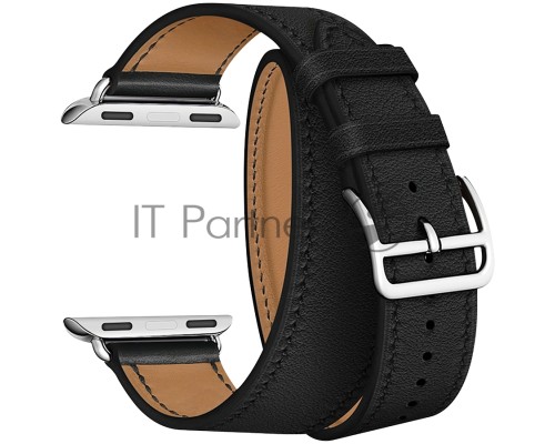 Кожаный ремешок Lyambda Meridiana в два оборота для Apple Watch 42/44 mm LWA-01-44-BK Black