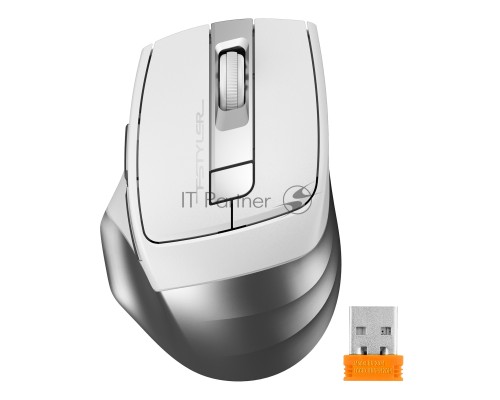 Мышь беспроводная A4Tech Fstyler FG35 серебристый/белый, 2000 dpi, радиоканал, USB, кнопки - 6