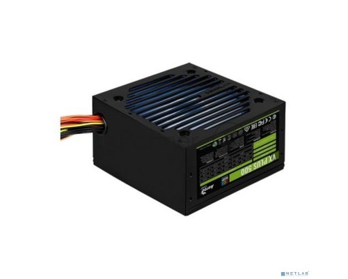 Блок питания Aerocool VX PLUS 500 RGB <500W, (20+4+4+4) pin, (6+2) pin, 3xSATA, 3xMolex, FDD, 12 см, подсветка, кабель п
