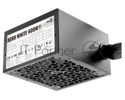 Блок питания Aerocool ATX 600W AERO WHITE 80+ (24+4+4pin) APFC 120mm fan 5xSATA RTL
