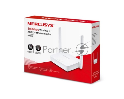 Роутер беспроводной Mercusys MW300D N300 10/100BASE-TX/ADSL