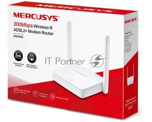 Роутер беспроводной Mercusys MW300D N300 10/100BASE-TX/ADSL