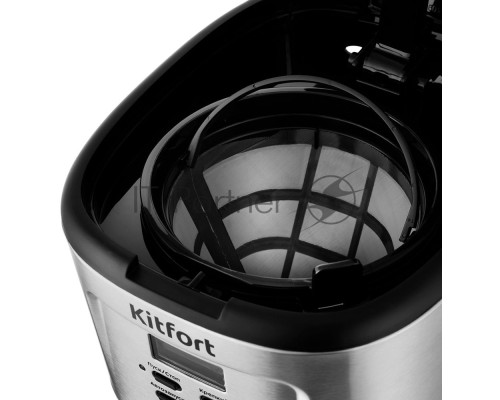 Кофеварка капельная Kitfort КТ-727 черный/серебристый, исп. кофе - молотый, 1.5 л, 900 Вт.