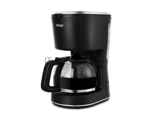 Кофеварка капельная Kitfort КТ-734 черный, исп. кофе - молотый, 1.2 л, 900 Вт.