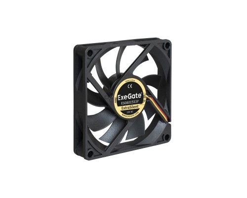 Вентилятор ExeGate ExtraSilent ES08015S3P, 80x80x15 мм, подшипник скольжения, 3pin, 1600RPM, 23dBA