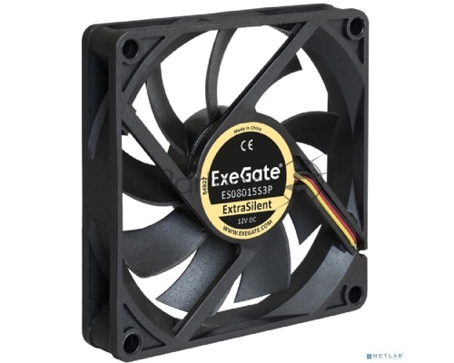 Вентилятор ExeGate ExtraSilent ES08015S3P, 80x80x15 мм, подшипник скольжения, 3pin, 1600RPM, 23dBA