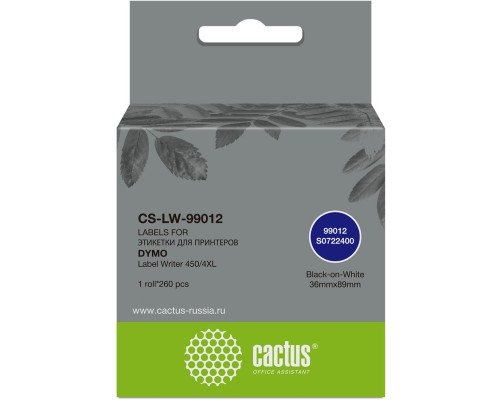 [Бумага] Этикетки Cactus CS-LW-99012 сег.:89x36мм черный белый 260шт/рул Dymo Label Writer 450/4XL