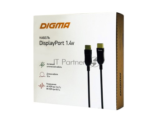 Кабель аудио-видео Digma 1.4v AOC DisplayPort (m)/DisplayPort (m) 10м. Позолоченные контакты черный (BHP DP 1.4-10)