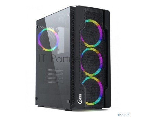 Компьютерный корпус Powercase Mistral X4 Mesh LED, Tempered Glass, 4x 120mm 5-color fan, чёрный, ATX  (CMIXB-L4)