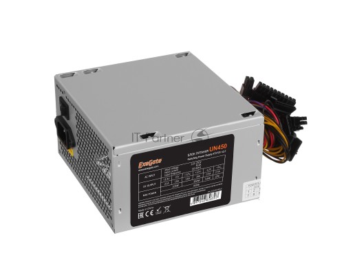 Блок питания 450W ExeGate UN450, ATX, PC, 12cm fan, 24p+4p, 6/8p PCI-E, 3*SATA, 2*IDE, FDD + кабель 220V в комплекте