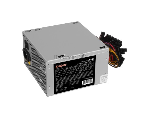 Блок питания 550W ExeGate UN550, ATX, PC, 12cm fan, 24p+4p, 6/8p PCI-E, 3*SATA, 2*IDE, FDD + кабель 220V в комплекте