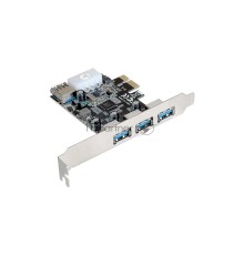 Контроллер ExeGate EXE-367 PCI-E 2.0, 3*USB3.0 ext + 1*USB3.0 int, разъем доп.питания (OEM)