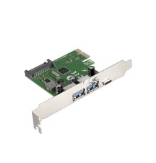 Контроллер ExeGate EXE-323 PCI-E 2.0, 2*USB3.0 ext + 1*Type-C, разъем доп.питания (OEM)