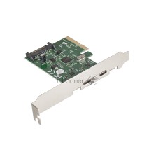 Контроллер ExeGate EXE-313 PCI-Ex4, 2*USB3.1 Type-C ext, разъем доп.питания (OEM)