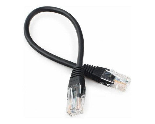 [Коммутационный шнур] Cablexpert PP12-0.25M/BK Патч-корд UTP кат.5e PP12-0.25M/BK, 0.25м, литой, многожильный (чёрный)