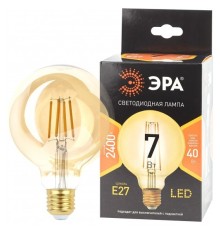 ЭРА Б0047662 Лампочка светодиодная F-LED G95-7W-824-E27 gold E27 / Е27 7Вт филамент шар золотистый теплый белый свет 
