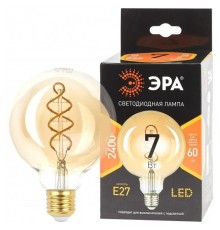 ЭРА Б0047663 Лампочка светодиодная F-LED G95-7W-824-E27 spiral gold E27 / Е27 7Вт филамент шар золотистый теплый белый свет