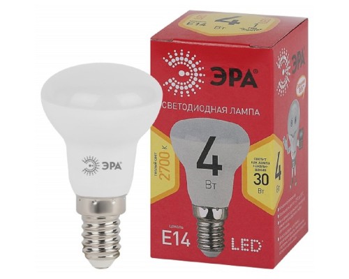 [ЭРА Светодиодные лампы] ЭРА Б0052442 Лампочка светодиодная RED LINE LED R39-4W-827-E14 R Е14 / E14 4Вт рефлектор теплый белый свет 