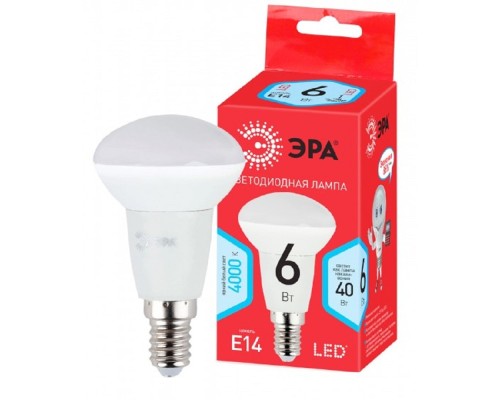 [ЭРА Светодиодные лампы] ЭРА Б0050700 Лампочка светодиодная RED LINE LED R50-6W-840-E14 R Е14 / E14 6 Вт рефлектор нейтральный белый свет 