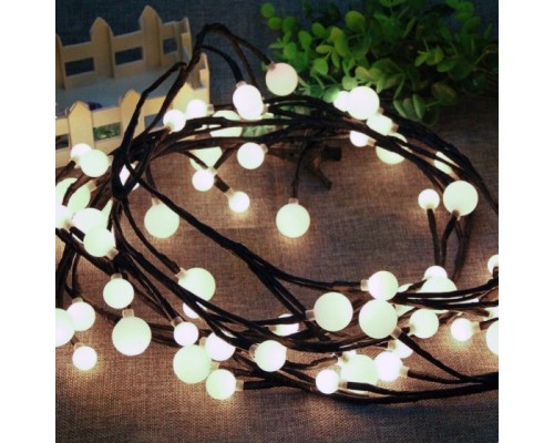 [Новогодние светоукрашения] ЭРА Б0051870 Светодиодная новогодняя гирлянда ENIG - 24 Жемчужная ветвь, нить, 2,4 м, холодный свет, 72 LED