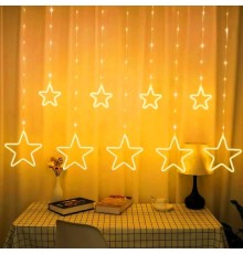 ЭРА Б0051877 Светодиодная новогодняя гирлянда EGNIG - ST занавес Неоновые звезды 8 режимов 2,4*0,8 м теплый свет IP20