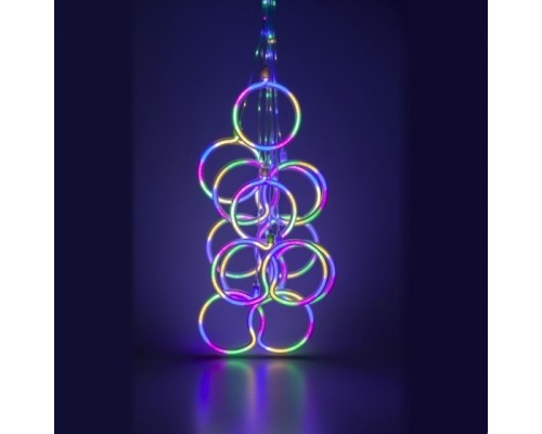 [Новогодние светоукрашения] ЭРА Б0051878 Светодиодная новогодняя гирлянда EGNIG - RI занавес Неоновые кольца 8 режимов 2,4*0,65 м мультиколор IP20