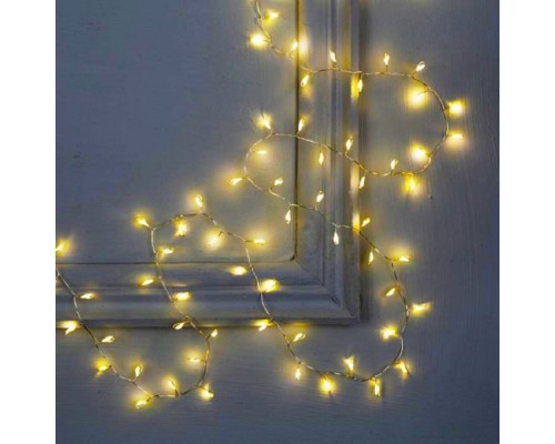 [Новогодние светоукрашения] ЭРА Б0051871 Светодиодная новогодняя гирлянда ENIG - 100M нить Мишура 3 м теплый белый 150 microLED 220 V