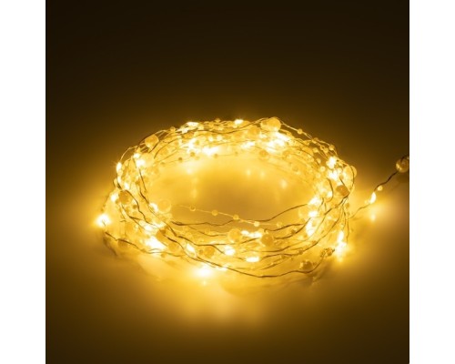 [Новогодние светоукрашения] ЭРА Б0055992 Светодиодная новогодняя гирлянда EGNIG - ZH нить Жемчуг на батарейках 1,9 м желтая 20 LED