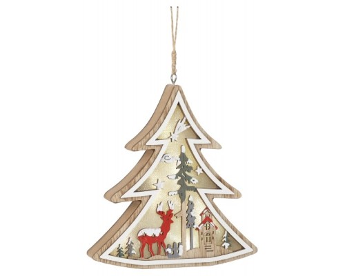 [Новогодние светоукрашения] ЭРА Б0056010 Светильник ENGDS-17 новогодний светодиодный Ёлочка подвесной 14 см 3*ААА 