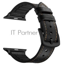 Комбинированный ремешок Lyambda Antares кожа/силикон для Apple Watch 38/40 mm LWA-10-40-BK Black