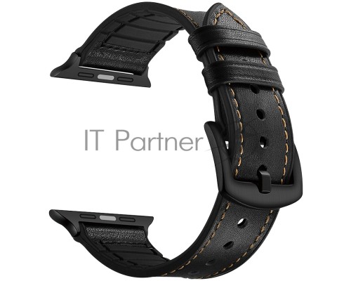 Комбинированный ремешок Lyambda Antares кожа/силикон для Apple Watch 38/40 mm LWA-10-40-BK Black