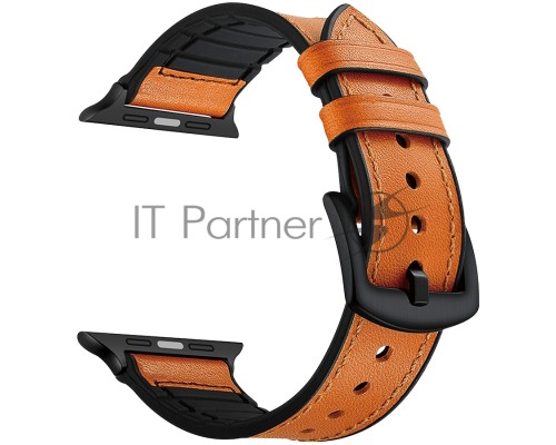 Комбинированный ремешок Lyambda Antares кожа/силикон для Apple Watch 42/44mm LWA-10-44-OR Orange