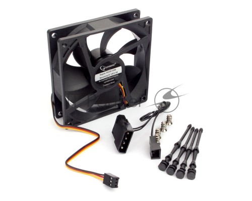 Вентилятор Gembird, 92x92x25, тихий, 3 pin/4pin Molex, провод 30 см