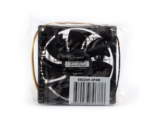 Вентилятор Gembird, 92x92x25, тихий, 3 pin/4pin Molex, провод 30 см