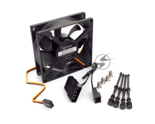 Вентилятор Gembird, 80x80x25, тихий, 3 pin/4pin Molex, провод 30 см