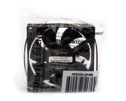 Вентилятор Gembird, 80x80x25, тихий, 3 pin/4pin Molex, провод 30 см