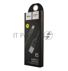 Кабель USB 2.0 hoco X5 бамбук, AM/microBM, черный, 1м