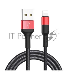 Кабель USB 2.0 hoco X26, AM/Lightning M, черно-красный, 1м