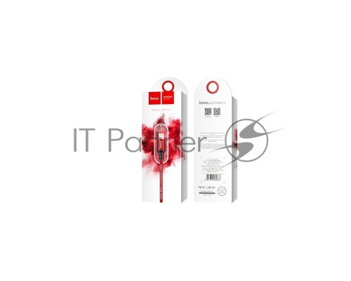 Кабель HOCO X14 USB 2.0, AM/Lightning M, черно-красный, 1м