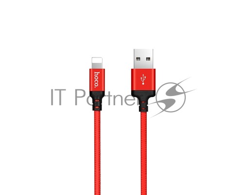 Кабель HOCO X14 USB 2.0, AM/Lightning M, черно-красный, 1м